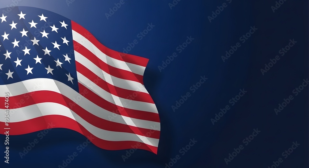 Fototapeta premium American flag waving on american flag day 4th of july and labor day celebrations