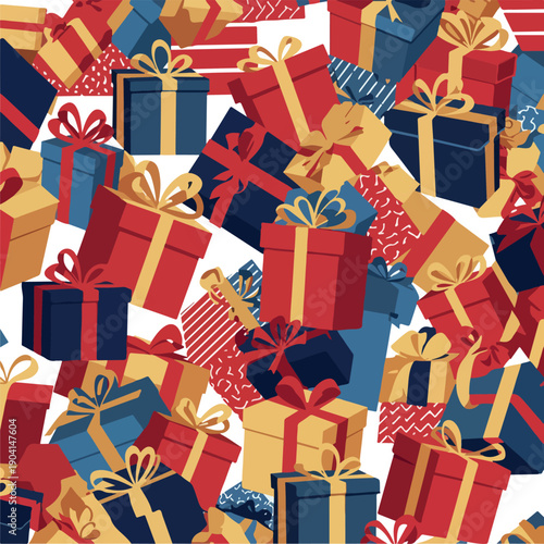 Wallpaper Mural Seamless Pattern of Red Blue Yellow Gift Boxes Bows Festive Background Torontodigital.ca