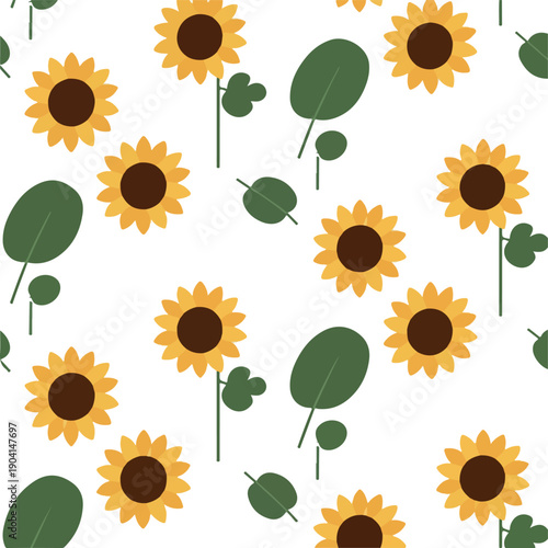 Wallpaper Mural Seamless Sunflower Pattern Yellow Floral Background Summer Nature Art Torontodigital.ca