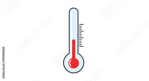 Thermometer icon with rising red temperature