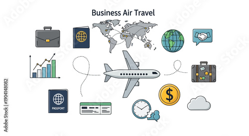Business Air Travel Concepts and Icons