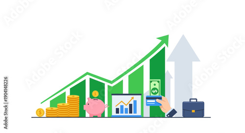 Financial growth concept with money and graph