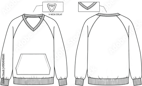 Women’s fashion technical vector illustration of blouse front and back view, round neckline, short sleeves, gathered waist, drawstring tie, peplum hem, wavy finish