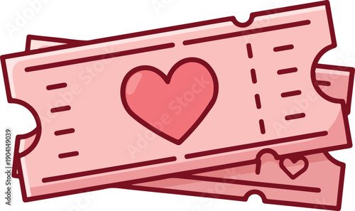 Pink Love Tickets with Heart Symbols for Romantic Events