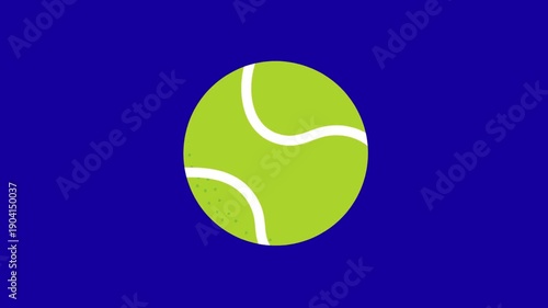 Green tennis ball animation on blue screen 