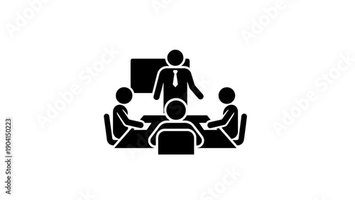 Business Meeting Presentation Flat Design Vector Illustration