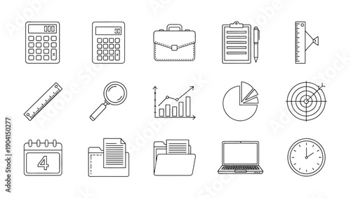 Business and Finance Icons Set in Flat Design Style vector illustration