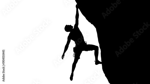 Rock Climber Silhouette Reaching New Heights, Adventure Vector Illustration
