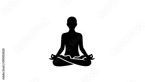Person Meditating in Lotus Position Silhouette Vector Illustration