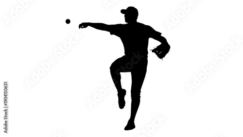Baseball Player Throwing Ball Silhouette Vector Illustration