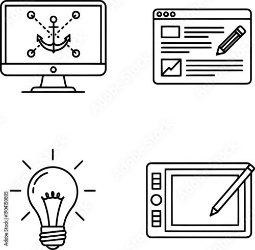 Creative tools and resources for digital content creation and management Vector