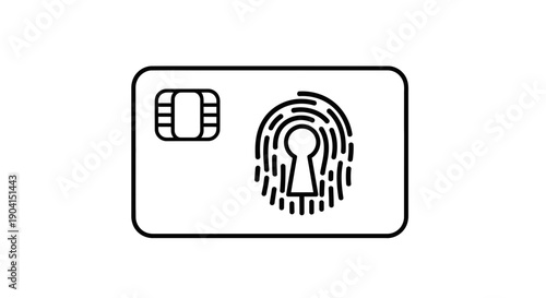 Secure Credit Card Icon with Fingerprint and Chip - Digital Security