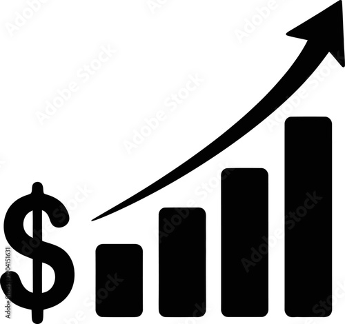 Graph showing the growth of financial investments over time with a dollar sign Vector