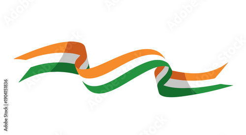 wavy india flag ribbon banner for independence day and republic day celebration