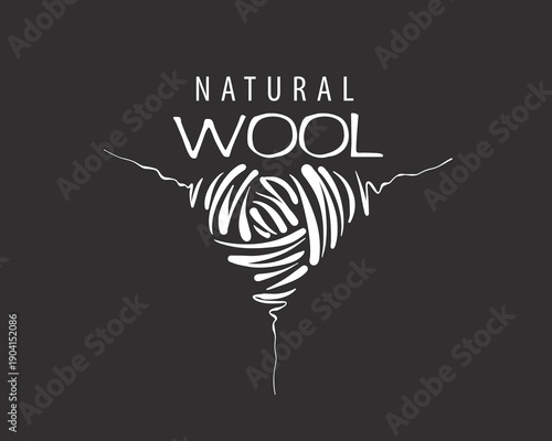 Vector heart-shaped wool yarn logo