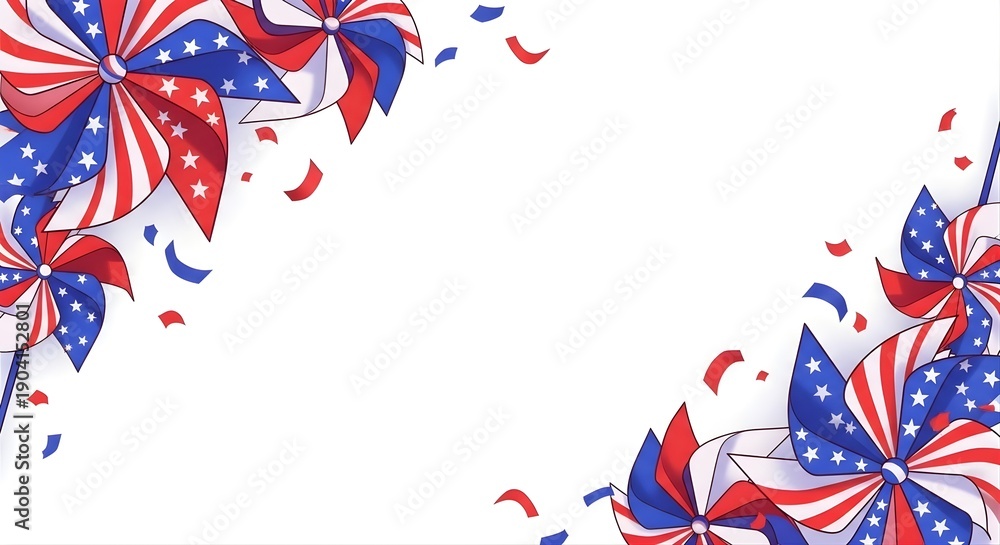 Fototapeta premium Happy labor day celebration with patriotic ribbons and confetti