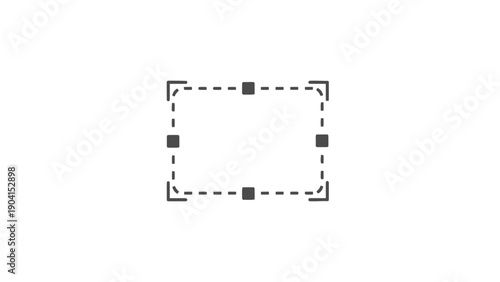 Dashed selection rectangle with control handles on a white background