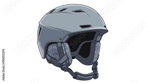 Pixel art illustration of a gray ski or snowboard helmet on a white background
