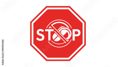 Red octagon sign with white STOP text overlaid by a noentry circle symbol