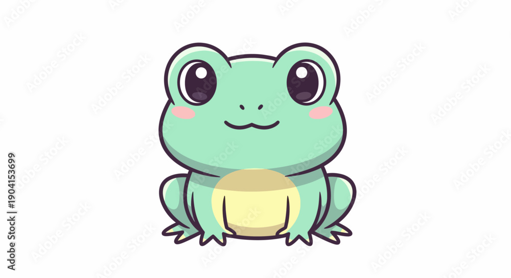 Fototapeta premium Cartoon frog character illustration with adorable features and engaging expression