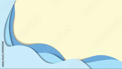 Abstract soft blue and cream paper-cut wavy background for educational nursery posters, friendly school presentation slides, and minimalist kindergarten wall art