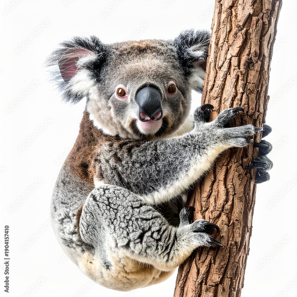 Fototapeta premium Koala Climbing Tree with Claws Out.