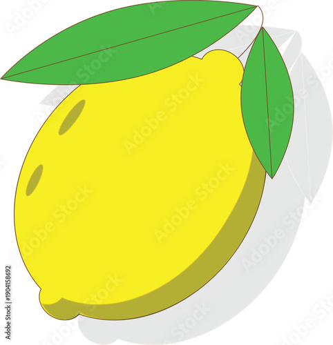 Minimalist Yellow Lemon Vector Icon - Simple Flat Citrus Fruit Illustration for Zesty Juice Branding.