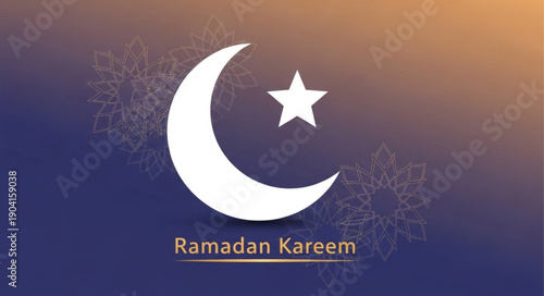 Ramadan Kareem crescent moon and star symbol.