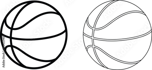 Basketball outline vector illustration sport ball icon isolated black line design equipment symbol athletic game graphic element set
