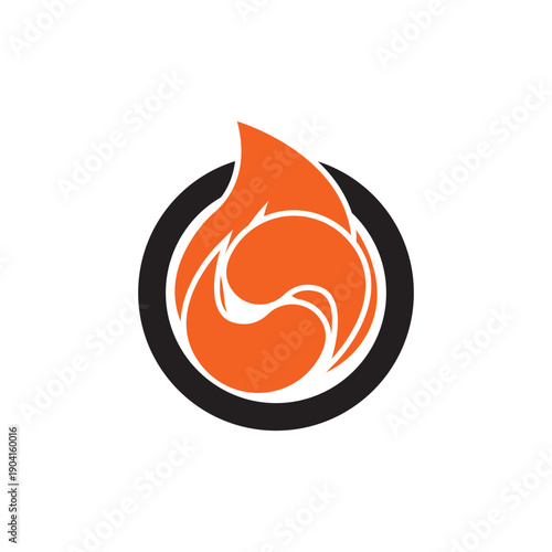 Flame logo template, vector icon, oil, gas and energy logo concept.