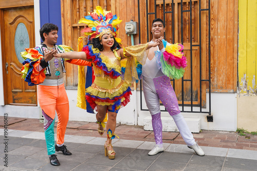 Performers dancing during traditional Carnival celebration in Mexico