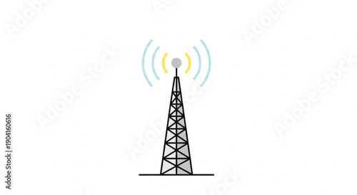 A simple illustration of a communication tower emitting radio waves, symbolizing wireless signal transmission.