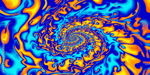 Seamless abstract colorful background with circular vector patterns and floral swirl ornaments in a blue vintage texture style