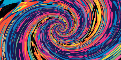 An abstract fractal background featuring a colorful red and blue spiral design with light swirls and artistic patterns in a vibrant vortex shape