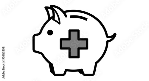 A piggy bank with a medical cross symbol, representing health savings or healthcare costs.