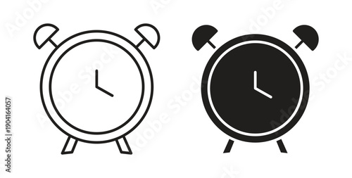 Alarm clock icon symbol vector graphic designs on white. Best for ui Design
