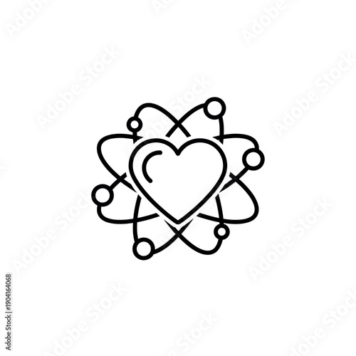 Heart Atom Icon Symbolizing Love and Science.