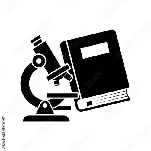 Microscope and book for scientific study and education.