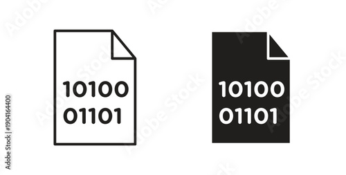 Binary code icon symbol vector graphic designs on white. Best for ui Design