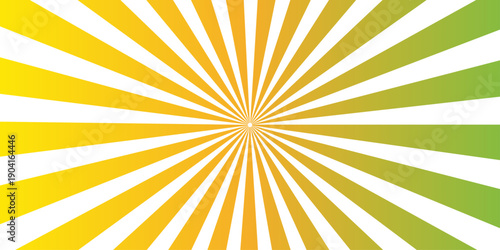 A vibrant sunburst vector illustration featuring abstract radial sunbeams and orange rays on a yellow background design for a hot summer sunrise wallpaper