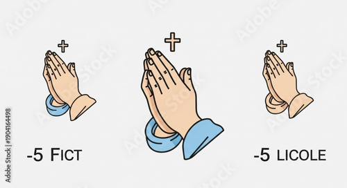 Praying Hands With Cross Symbols And Text.