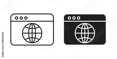 Browser icon symbol vector graphic designs on white. Best for ui Design