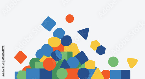 Colorful abstract shapes forming a playful composition.