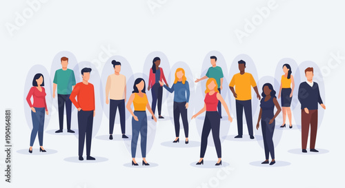 Vibrant Diverse Group of People Standing Together in Casual Attire Portrait.