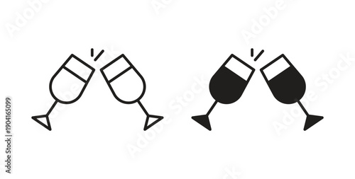 Clinking glasses icon symbol vector graphic designs on white. Best for ui Design