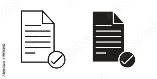 Document accepted icon symbol vector graphic designs on white. Best for ui Design