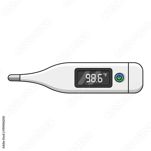 Digital thermometer showing 98.6 Fahrenheit