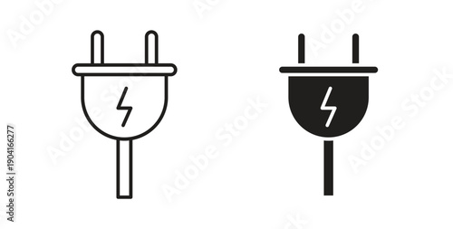 Electric plug icon symbol vector graphic designs on white. Best for ui Design