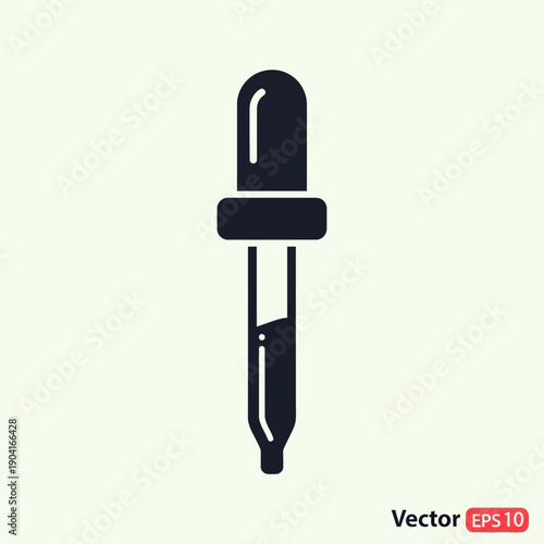 Simple dropper icon with liquid inside on light background