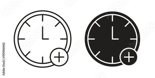 Extra hours icon symbol vector graphic designs on white. Best for ui Design